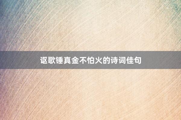 讴歌锤真金不怕火的诗词佳句